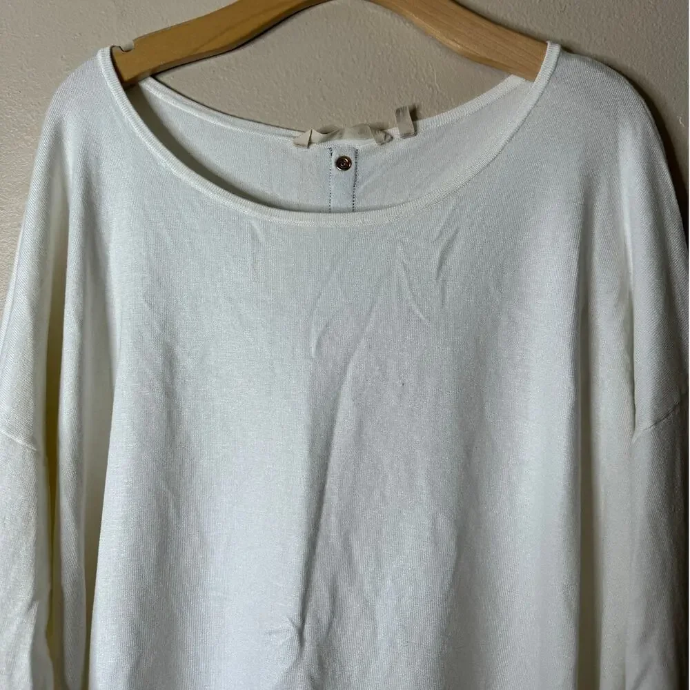 Soft Surroundings Women's Plus 2X Trieste Button-Back Cream Sweater